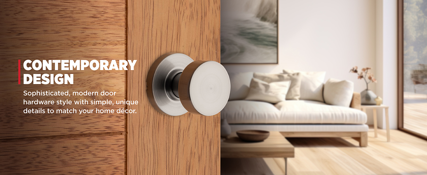 Sophisticated, modern door hardware style with simple, unique details to match your home decor.