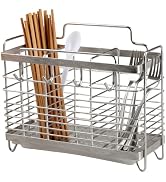 Velicber Kitchen Utensil Holder, Stainless Steel Utensil Drying Rack with Hooks, Utensil Holder C...