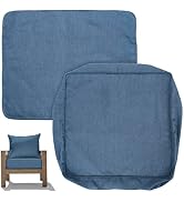 Honeycomb Outdoor Deep Seat Patio Cushion Cover, 24 x 23, Heritage Textured Solid Pacific Blue Re...