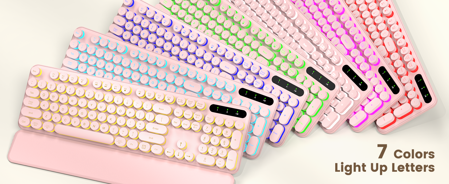 Illuminate your night! The keyboard features 7 switchable backlight colors, and the RGB mouse
