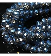 5 Strands 6mm Transparent Dark Blue Half Plated Faceted Rondelle Beads, Songxi Glass Beads for Ke...