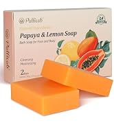 PALFICAB Natural Papaya Lemon Soap for Exfoliating, Bar Soap for women with Papaya, Lemon, Coconu...
