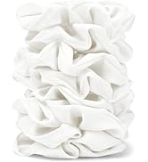 Satin Scrunchies for Women – 8PCS White Silk Hair Ties – No Crease, Frizz-Free, Gentle Elastic Ha...