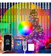 HXWEIYE 300LED Unlimited RGB Colors Changing Curtain Lights with Remote & APP Control, Smart Curt...