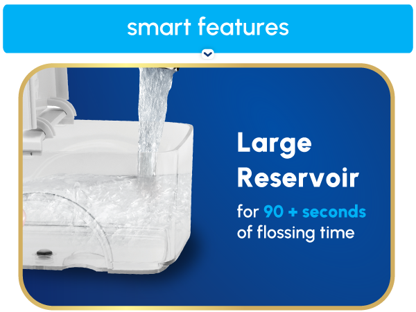 Image of Waterpik water reservoir with text reading large reservoir.
