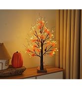 PXBNIUYA 72 LED Birch Tree Lighted Fall Decorations for Home, Lighted Fall Maple Leaves Tree LEDs...