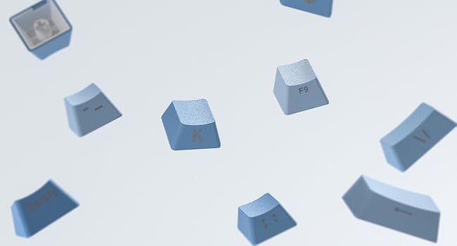 womier Blue PBT keycap Set,Shine Through keycap 75 Percent,Double Shot Key caps,Cherry Profile