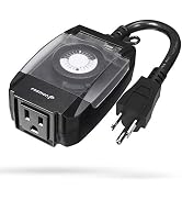 Fosmon Outdoor Light Timer Outlet Waterproof, 24 Hour Plug in Mechanical Pool Pump Timer Weatherp...