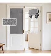 RYB HOME 100% Blackout Linen Door Window Curtains for French Door, Tricia Room Darkening Adhesive...