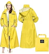 Womens Long Raincoats Rain Jacket Waterproof Packable Outdoor Hooded Windbreaker Lightweight Adju...