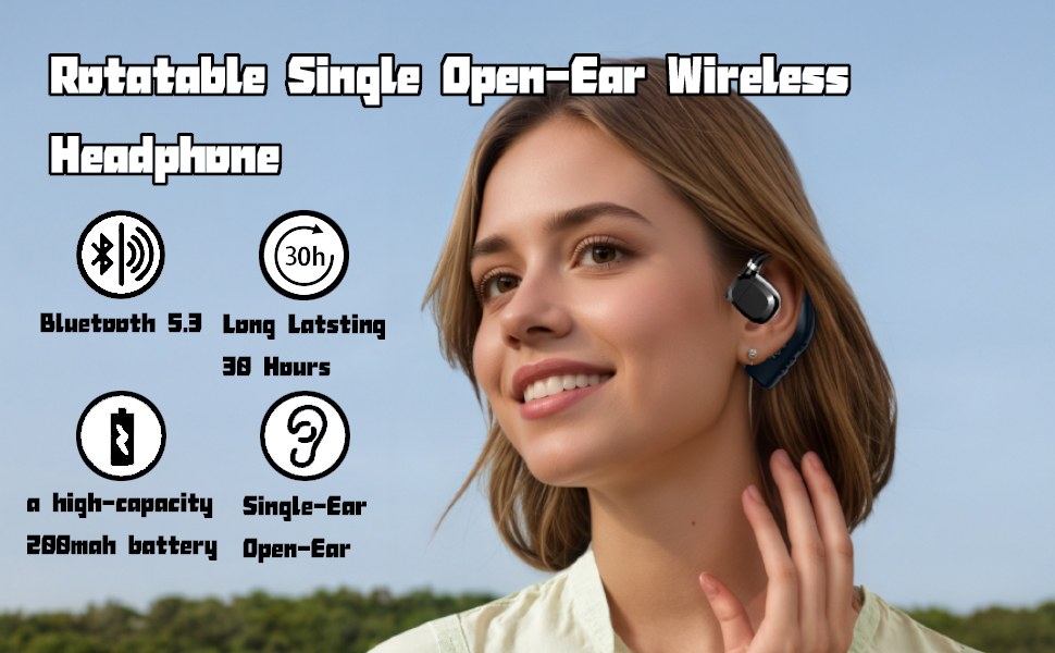 Rotatable Single,Open-Ear Wireless,Wireless Headphone,Headphone,30H