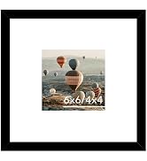 JCJMY 6x6 Picture Frame with Mat, Display 4x4 with Mat or 6 x 6 without Mat, Wood Square 6 by 6 P...