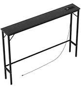 Aduanbang 5.9" Console Table with Outlet – Narrow Sofa Table, Behind Couch Table for Living Room ...