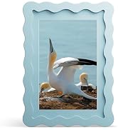 THKRLOF 5x7 Picture Frame with Mat for 4x6, Wavy Edge Wooden Real Glass Photo Frame for Tabletop ...
