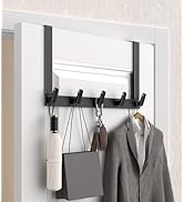 KitchLife Over The Door Hooks Hanger with Extended Brackets for Easy Use by Women, for 1 3/4" Doo...