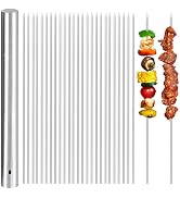 100 Pack 15.2" Kabob Skewers, Metal Skewers for Grilling, Stick BBQ Barbecue Skewer, Reusable Gri...
