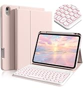 BQDIYOO Keyboard for iPad 11th Gen, 11/10.9inch iPad Case with Pencil Holder, A16 White Round Key...