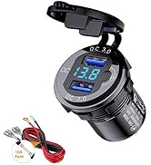 Thlevel 3.0 USB Quick Charger Socket, 12V/24V Dual USB Charger Socket with Switch On/Off and Wate...