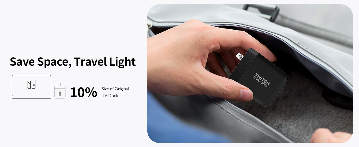 Portable Switch Dock, Save Space, Travel Light, 10% Size of Original TV Dock