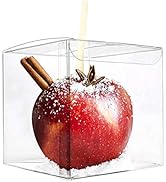 LOKQING 20 Pcs Candy Apple Boxes with Hole Top,4 x 4 x 4 INCH Plastic Gift Boxes for Caramel Appl...
