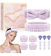 Crosize Headbands and Wristbands Set for Washing Face, Spa, Skincare, Gift for Women and Girls, w...