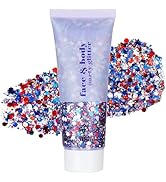 4th of July Red White and Blue Body Glitter, Patriotic Pride Face Glitter Gel, 4th of July Access...