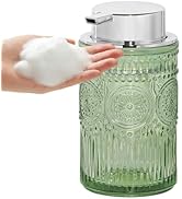 Tonxus Glass Foaming Soap Dispenser, Green Refillable 11 Oz Foam Soap Dispenser for Bathroom and ...