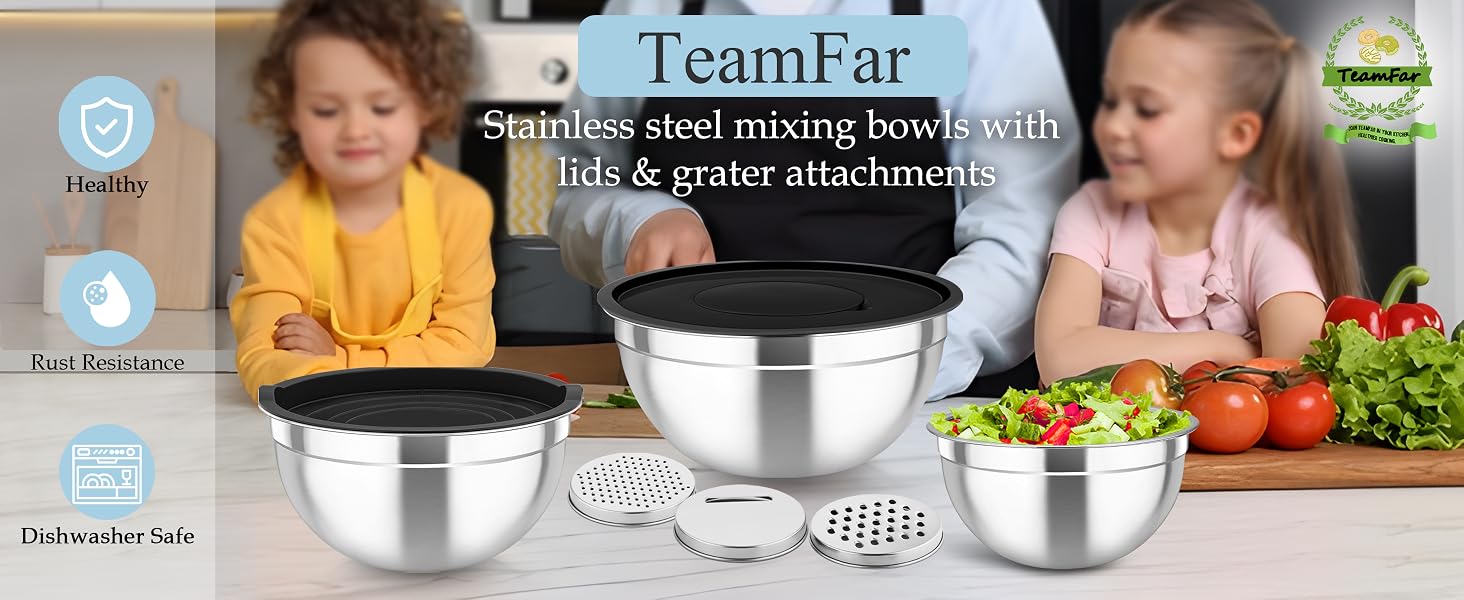TeamFar stainless steel mixing bowls