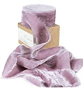 Purple Velvet Ribbon for Gift Wrapping - 1 1/2 Inch 3 Yards Handmade Silk Fabric with Frayed Edge...