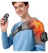 Cordless Shoulder Heating Pad with Massage Detachable Remote Control | 5 Heating Levels, 5 Vibrat...