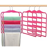 Closet Organizers and Storage,5 Pack Velvet Pants-Hangers-Space-Saving,Non Silp 5 Tier Organizati...