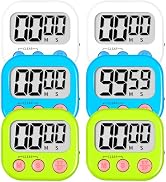 ZILLEEN 6 Pack Kitchen Timers for Cooking Digital Classroom Timers for Teachers Kids White Blue G...