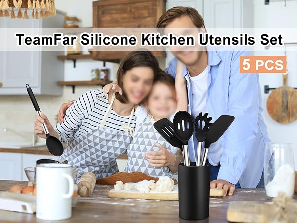 silicone kitchen cooking utensils set of 5