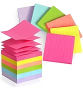 Pop Up Sticky Notes 3x3, Easy Post Pop Up Notes Refill, Lined Accordion Style Self-Sticky Note Pa...
