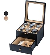 Exper City Watch Box, Watch Case for Men Women with Large Glass Lid, Wooden Watch Display Storage...