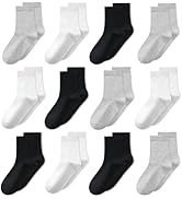 GENTABY Kids Socks 12 Pairs Boys Girls Athletic Crew Ankle Socks for Children for Ages 1-13 Breat...
