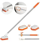 JEHONN 2-in-1 Tub and Tile Cleaning Brush with Long Handle, Shower Scrubber with Detachable Stiff...
