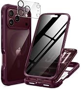 seacosmo for iPhone 18 17 Pro Max Case with Privacy Protector Burgundy | Full Body Bumper, Built-...