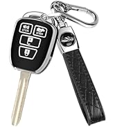 MILD EAST Key Fob Cover for Toyota with Metal Key Chain, Silver Edge Soft TPU Key Fob Shell Case ...