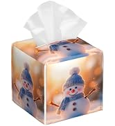 Cute Christmas Snowman Tissue Box Cover Square,Winter Christmas Snowman Tissue Box Holder Waterpr...