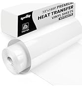 Lzerking Heat Transfer Vinyl White Htv Matte-12"x100ft Iron On Vinyl Roll for Cricut/Cameo Bundle...