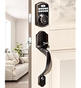 TEEHO Keyless Entry Door Lock - Electronic Keypad Deadbolt with Handle Set - Front Door Handles -...