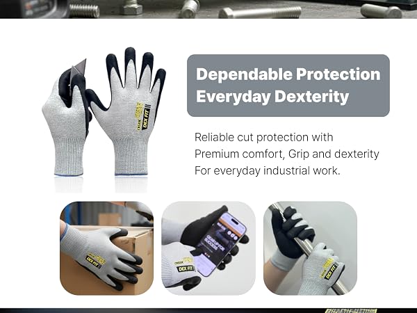 EN388 4x43c ansi a3 thin 13 gauge nitrile foam grip breathable work gloves
