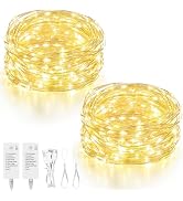 Mlambert 2 Pack 16.4FT LED Fairy Lights Battery Operated, Rechargeable Twinkle Lights for Bedroom...