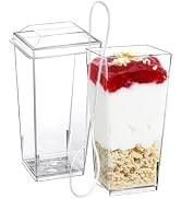 SHOPDAY 3 oz Mini Dessert Cups with Lids and Spoons 50 Pack, Small Plastic Dessert Cups for Party...