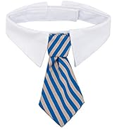 ZTON Pet Bowtie, Handcrafted Adjustable Formal Collar Neck Tie for Dogs & Cats (S, Blue Stripe)
