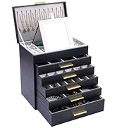 BOOVO Jewelry Box with Necklace Hanger – Jewelry Organizer for Women with 5 Drawers, Large Jewelr...