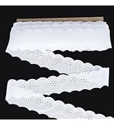 FINGERINSPIRE 16 Yards Cotton Lace Trim 1-3/4 inch Wide White Eyelet Embroidery Flower Cotton Lac...