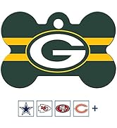 GoTags Personalized Green Bay Packers Dog Tag, Brass Metal Bone Shape Pet ID Tag Engraved with Na...
