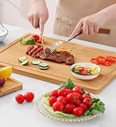 Homaxy Organic Bamboo Cutting Boards Set for Kitchen Set of 2, Wooden Cutting Board Set